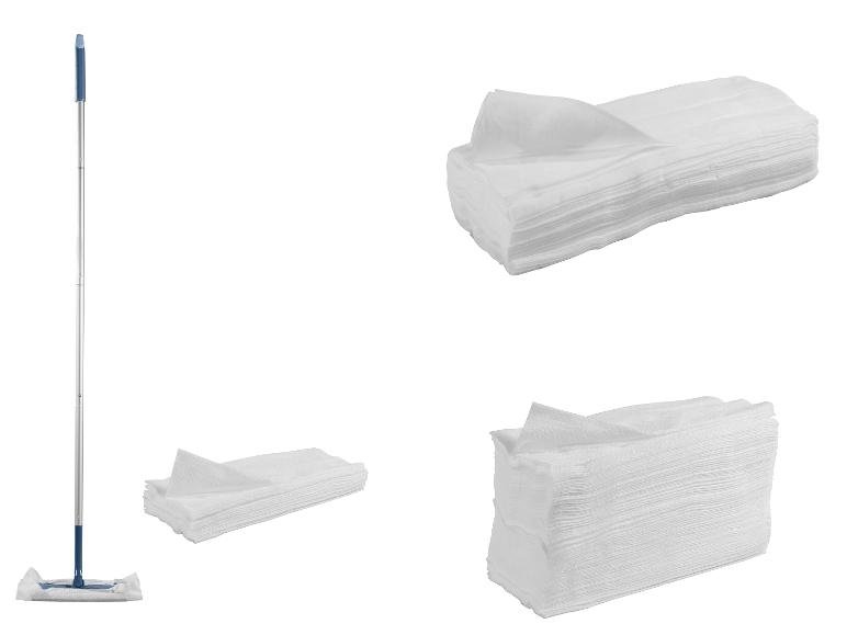 Balai plat et lingette à usage unique ou Lingettes à usage unique ou Lingettes humides à usage unique