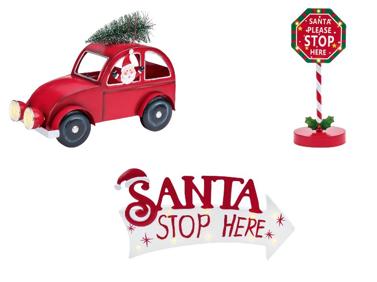 Décoration de Noël Voiture ou Panneau Père Noël ou Panneau Stop