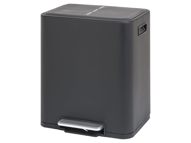 Poubelle de tri sélectif en acier inoxydable, 2 x 15 L