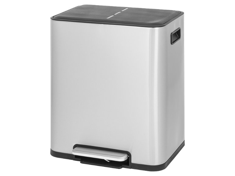 Poubelle de tri sélectif en acier inoxydable, 2 x 15 L
