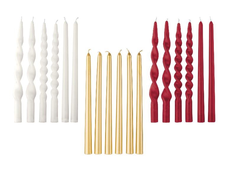 Bougies coniques torsadées, 6 pièces
