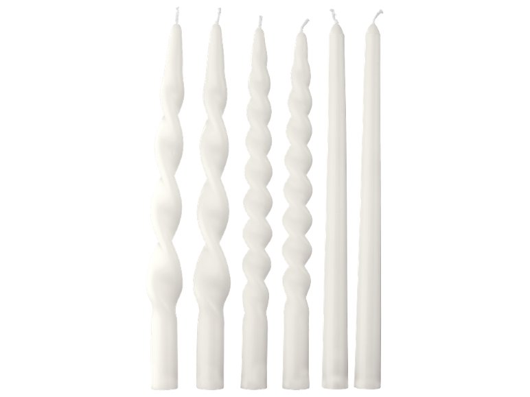 Bougies coniques torsadées, 6 pièces