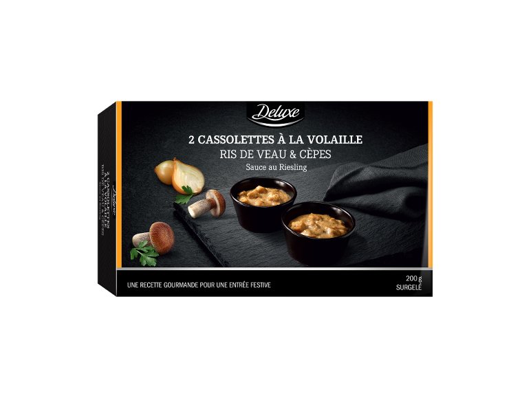 2 cassolettes à la volaille ris de veau et cèpes