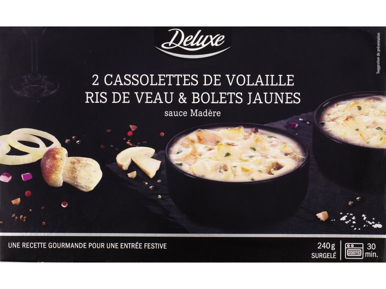 2 cassolettes à la volaille ris de veau et cèpes