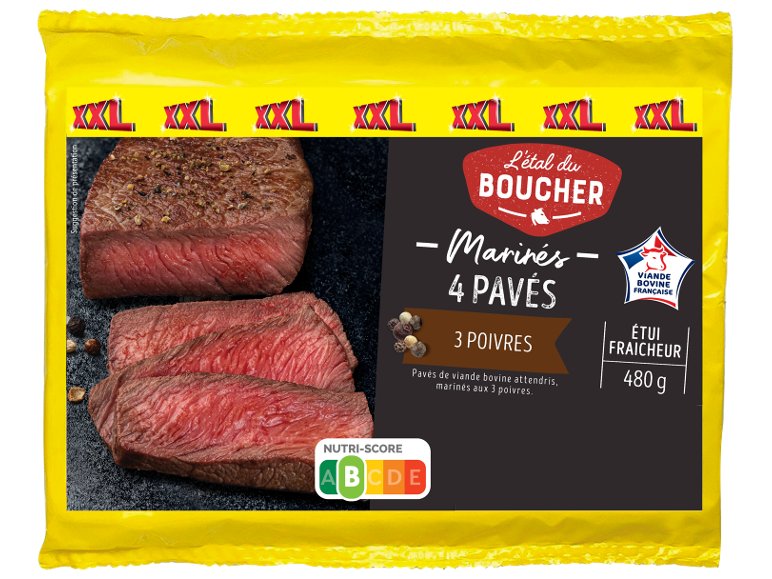 Pavés de bœuf marinés aux 3 poivres