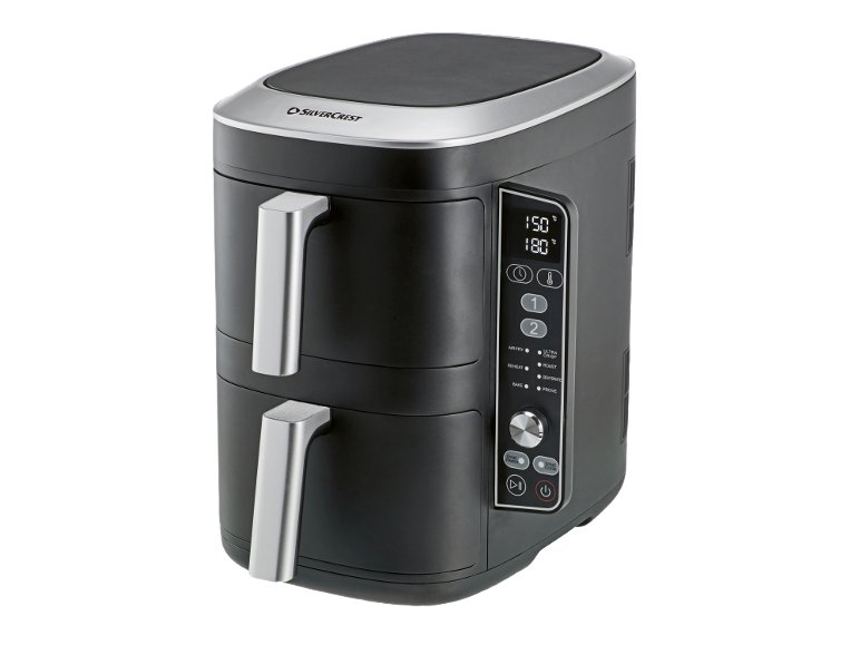 Friteuse à air chaud 2 zones superposées, 2 x 4,75L