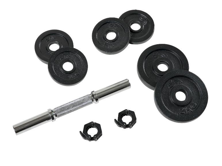 Kit d'haltères courts, 10 kg, 9 pièces.