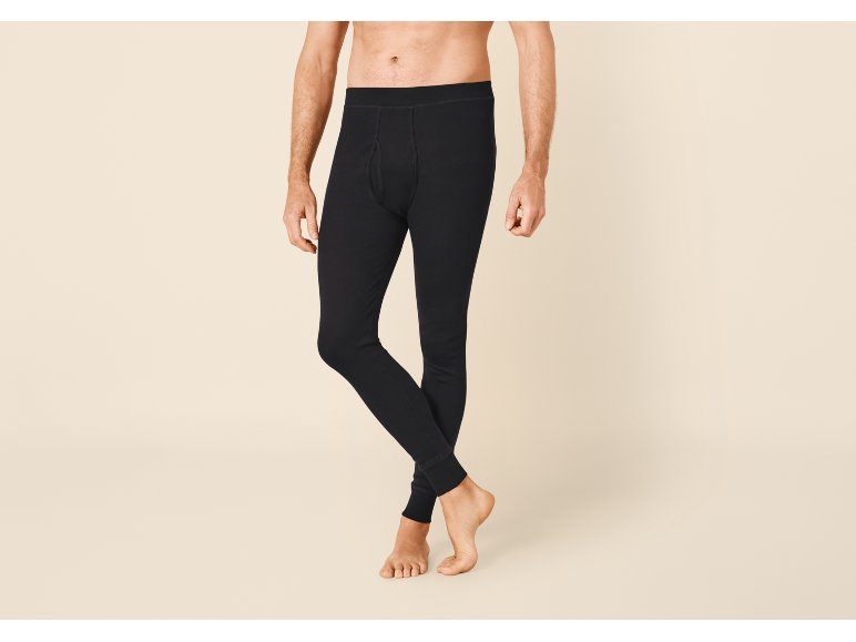 Lot de 2 caleçons longs côtelés avec ouverture homme