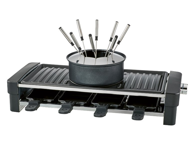 Appareil à raclette, gril et fondue, 8 personnes