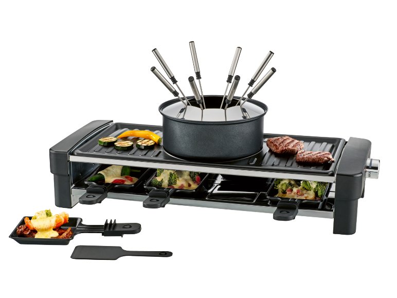 Appareil à raclette, gril et fondue, 8 personnes