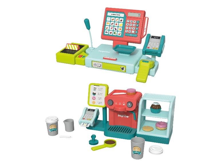 Caisse enregistreuse et café pour enfants en plastique.