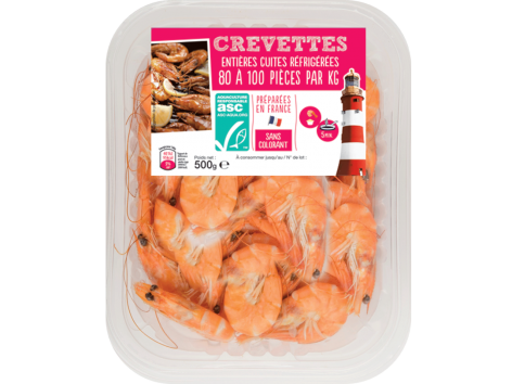 Crevettes cuites entières ASC