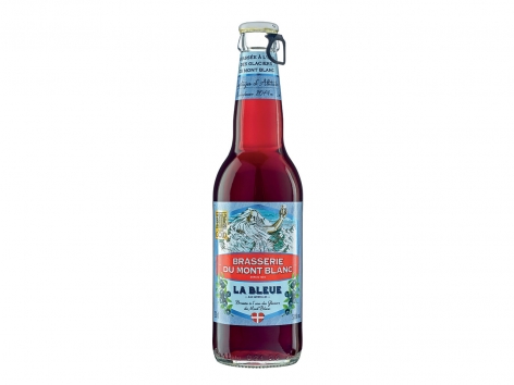 Bière bleue aux myrtilles Mont Blanc