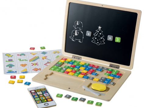 Ordinateur, emploi du temps ou calendrier horloge en bois