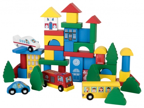 Jeu ou blocs de construction en bois