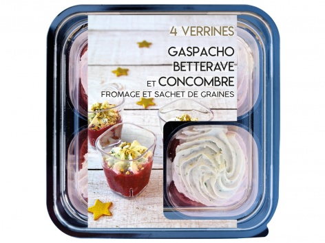 4 verrines gaspacho betterave et concombre
