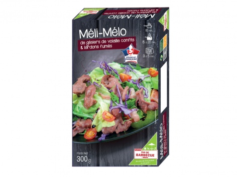 Méli-mélo de gésiers de volaille confits et lardons fumés