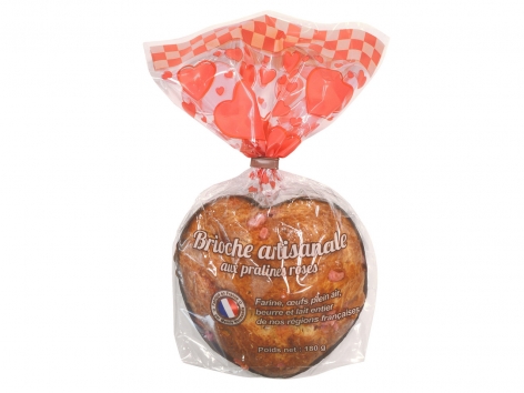 Brioche coeur aux pralines roses