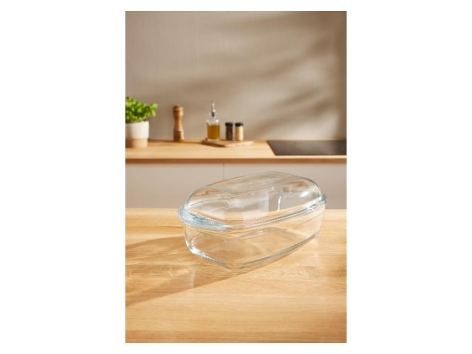 Plat à four en verre avec couvercle
