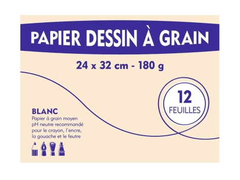Pochette dessin blanc, papier millimétré ou papier calque 12 feuilles