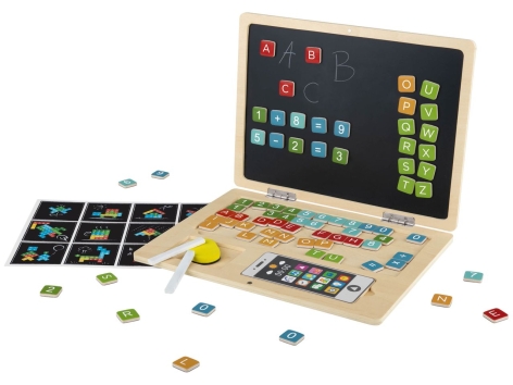 Ordinateur portable ou horloge magnétique en bois